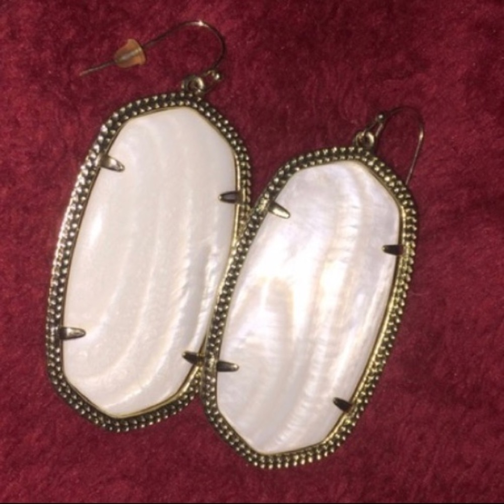 Pearly White and Gold Kendra Scott Earrings